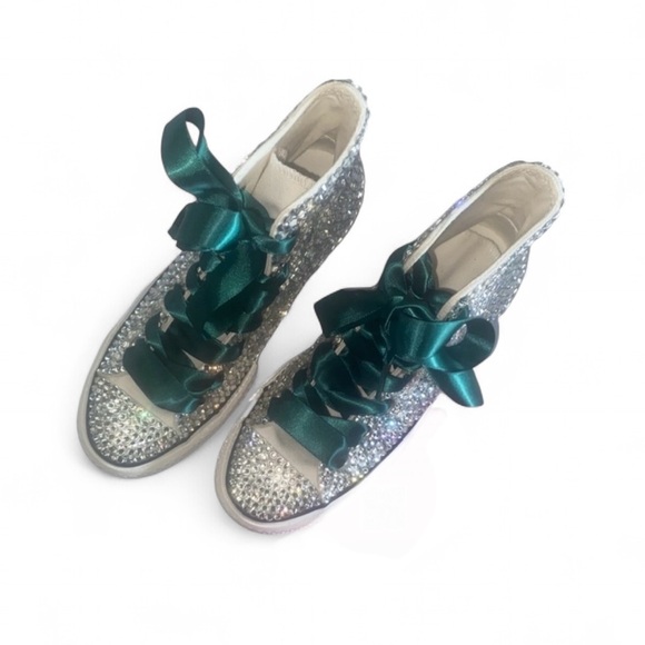 Crystal Diamond High Top Platform Converse New In Box With Ribbon Laces - Picture 2 of 9